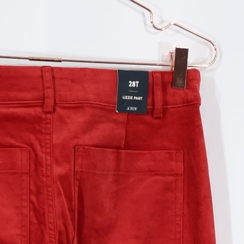 J.Crew Lizzie Pant Women 28T Red Velvet Wide Leg High Rise Patch Pocket $138 NWT - Picture 2 of 15